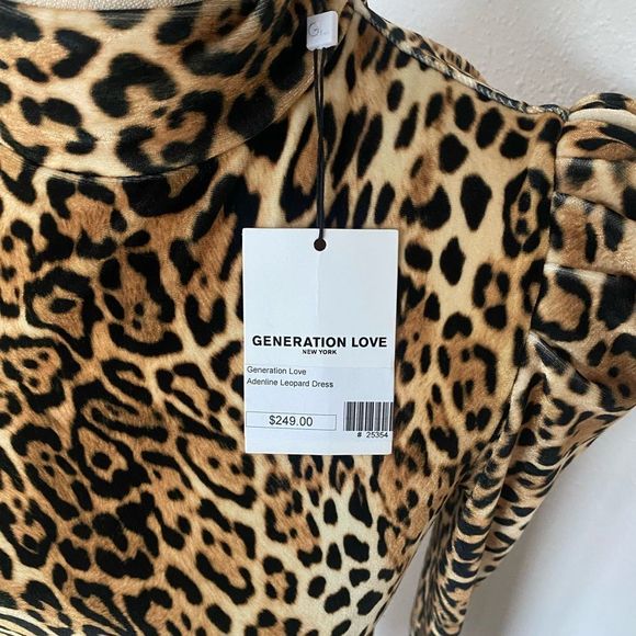 Sexy Generation Love Long Sleeve Leopard Print Adenline Dress Size XS New W/ Tag - Picture 6 of 6
